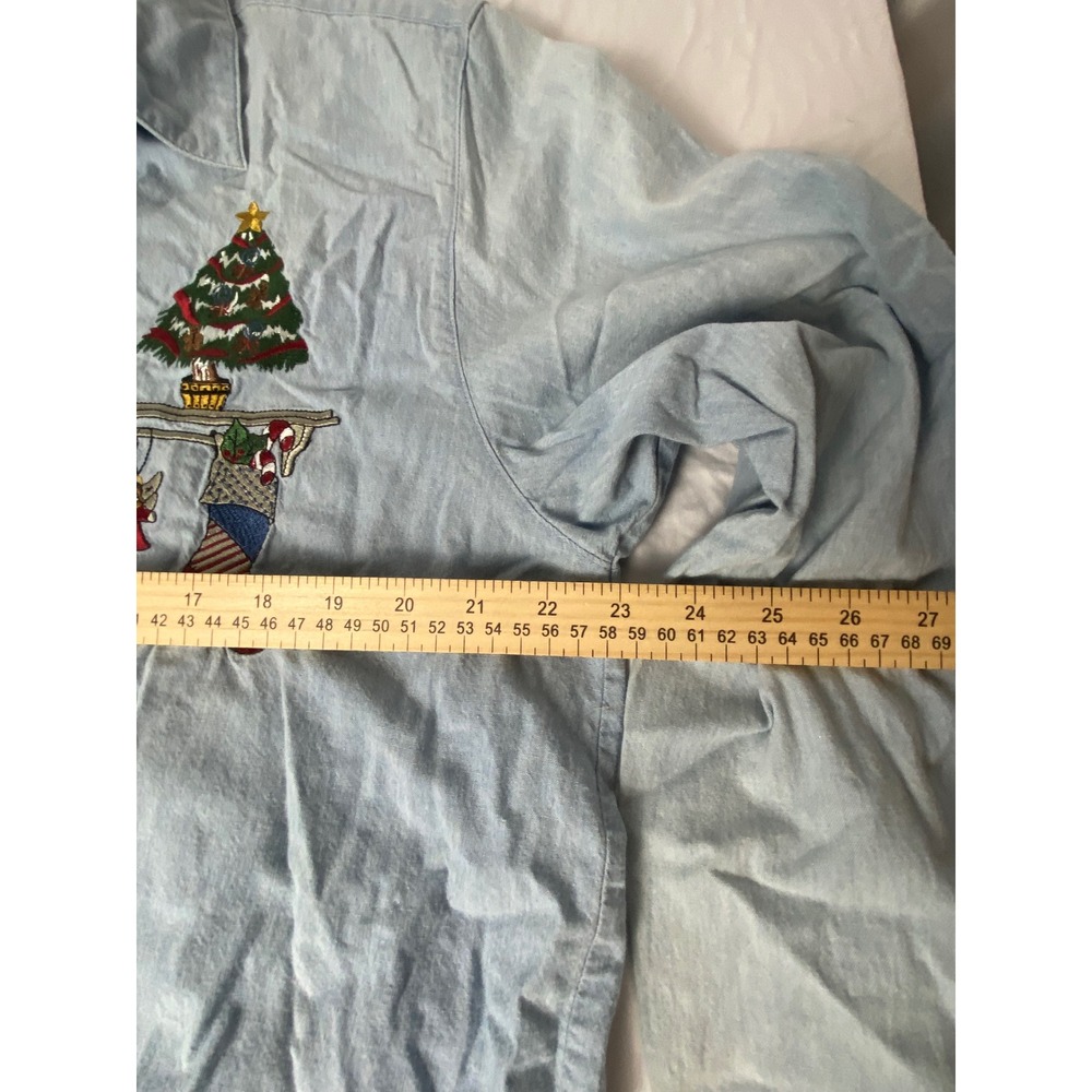 Vintage Karen Scott Christmas Embroidered Button Down Shirt Holiday Top xlarge‎ - Picture 5 of 11